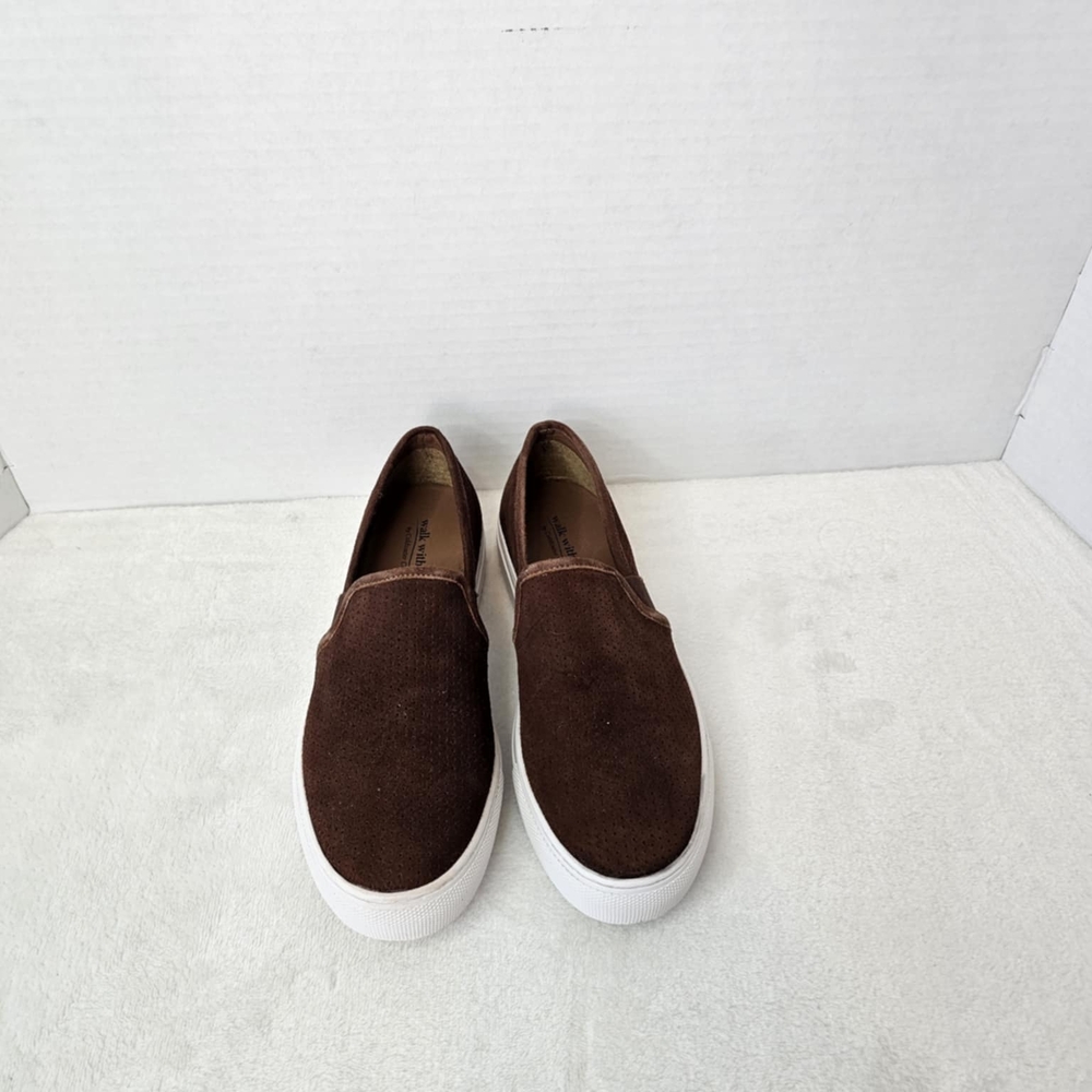 Women’s Slip-On Moccasins in Dark Brown – Casual Suede Look